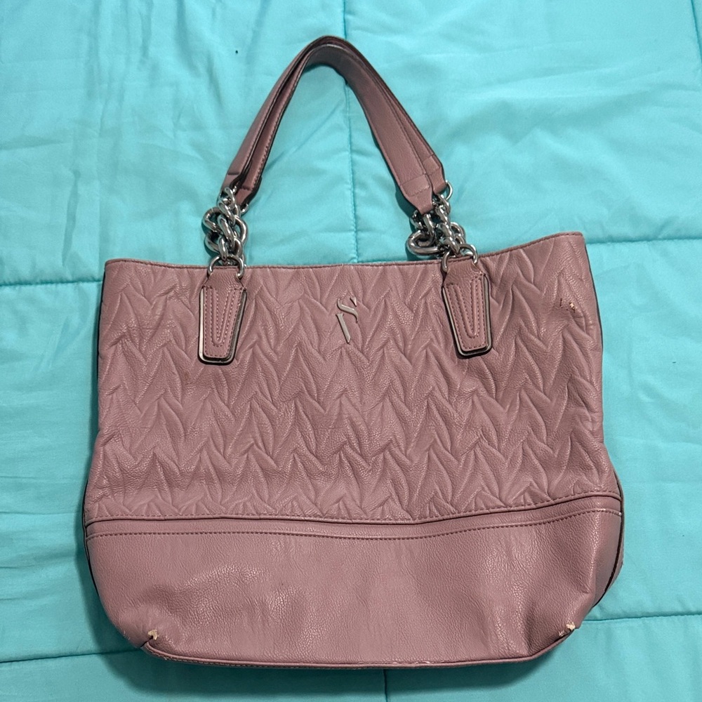 Simply Vera Vera Wang Dusty Rose Quilted Tote with Chain Handles